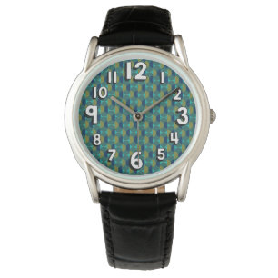 Turkos Retro-Ovaler och halvcirklar Armbandsur