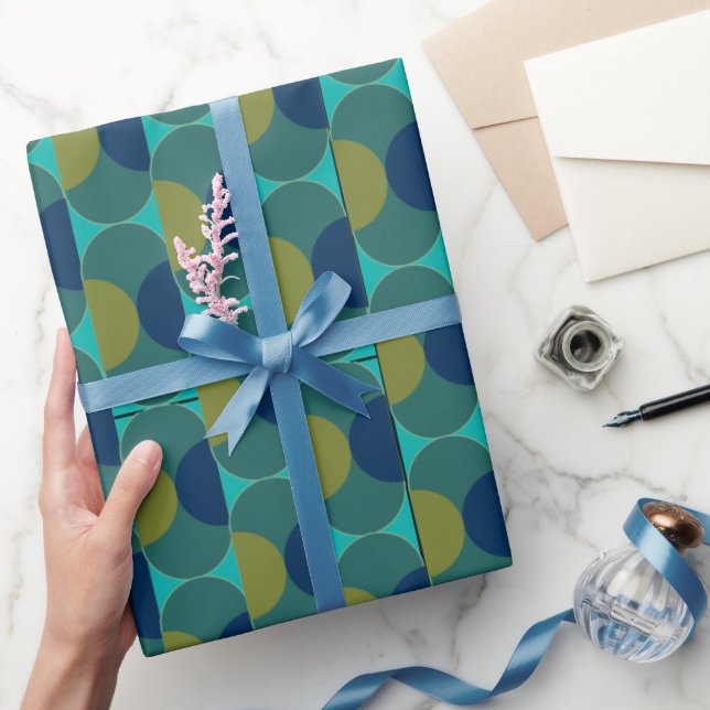 Turkos Retro-Ovaler och halvcirklar Presentpapper (Gifting)