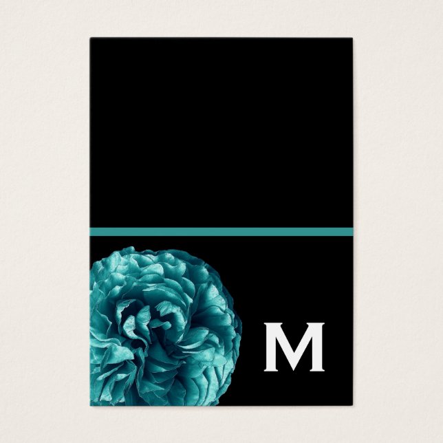 Turkos Ro Monogram Gift-Märkre eller Fold en antec Visitkort (Framsidan)