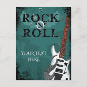 Turkos Rock N Roll Stjärna Födelsedagsfirande Even Inbjudan Vykort