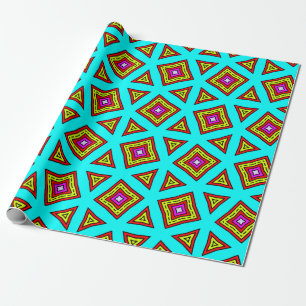 Turkos, Röd, Gul & Lila Geometrisk Mönster Presentpapper