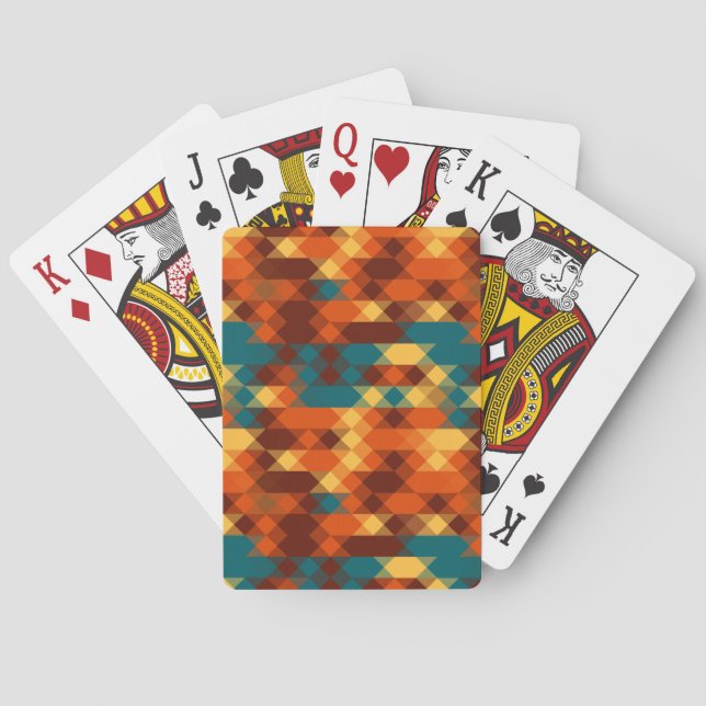 Turkos, röd, orange och gul geometrisk casinokort (Baksidan)