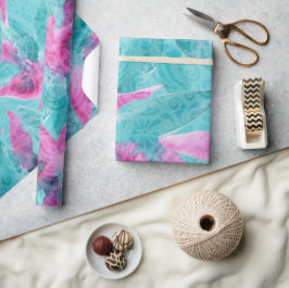 Turkos Rosa Abstrakt Hawaiianska Blommor Presentpapper