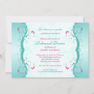 Turkos Rosa Blommigt Rehearsal Dinner-inbjudan Inbjudningar