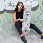 Turkos Rosa Cherry Blommar Mini Skateboard Bräda 18,5 Cm<br><div class="desc">Svart rosa cherry blommar sakura blommigt blommor oriental asian chinese design elegant snyggt trendig modern modern modern modern</div>