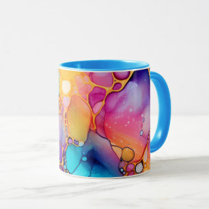 Turkos Rosa Peach Lila Alkohol och Bläck Design Mugg