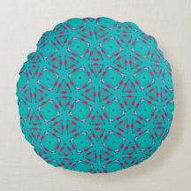 Turkos Rosa Retro Geometrisk Rund Kudd