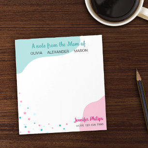 Turkos Rosa Stars A Note from the Mamma of the of Anteckningsblock