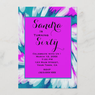 Turkos Rosa Tie Dye Swirl Birthday Inbjudningar