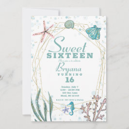 Turkos & Rosa Under havet Whimsical Sweet 16-fest Inbjudningar