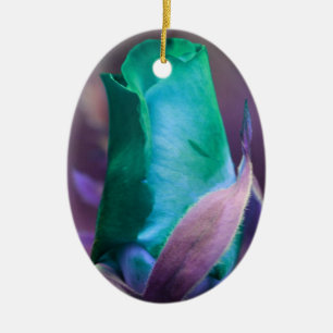 Turkos Rosenknopp Flower Ornament