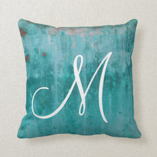 Turkos Rust Monogram Kudde