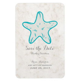 Turkos Rustic Starfish Spara datumet Magnet