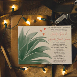 Turkos Rustik Trädgårds Bröllop Med Sukkulenter Inbjudningar