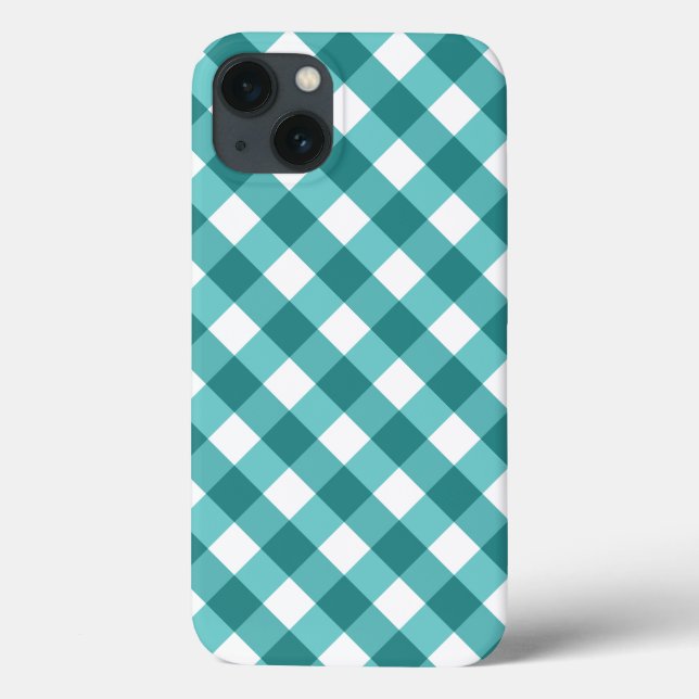 Turkos rutig Case-Mate iPhone fodral (Baksida)