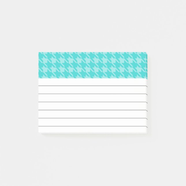 Turkos Rutigt Mönster Post It Notes Post-it Block (Framsida)