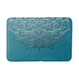 Turkos & Silver Mandala Elegant Minimal Morockansk Badrumsmatta