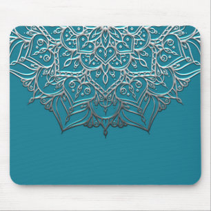 Turkos & Silver Mandala Elegant Minimal Morockansk Musmatta