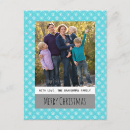 Turkos Simple Snowflake Helgdag Photo Postcard Helg Vykort