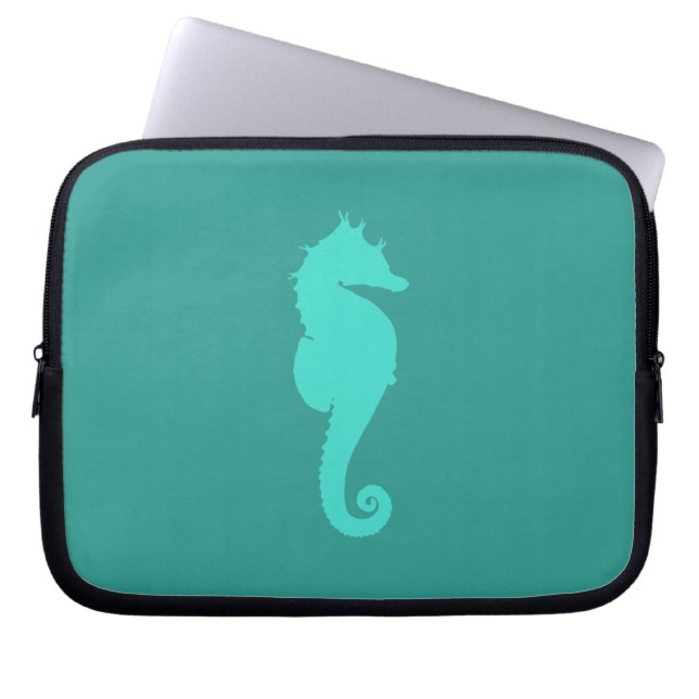 Turkos Sjöhäst Laptop Sleeve (Framsidan)
