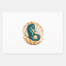 Turkos Sjöhäst & Pärl Ocean Presentpapper