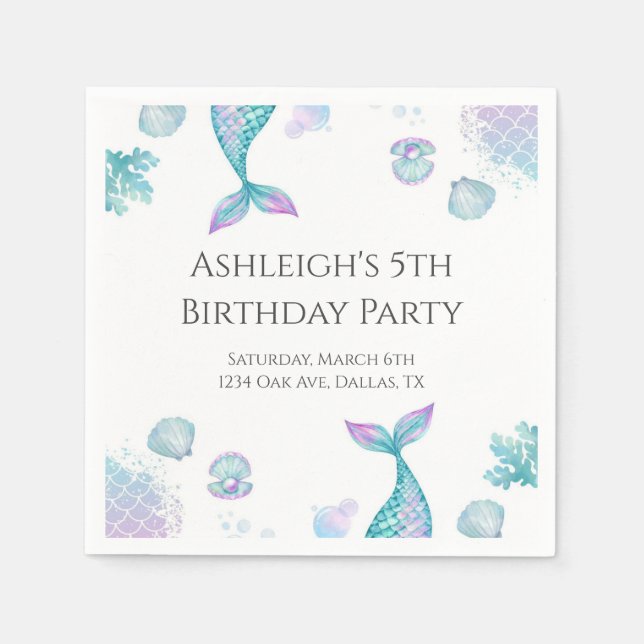 Turkos-Sjöjungfru, Födelsedagsfest Pappersservett (Framsidan)