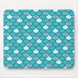 Turkos sjöjungfru  med glitter, effekt musmatta