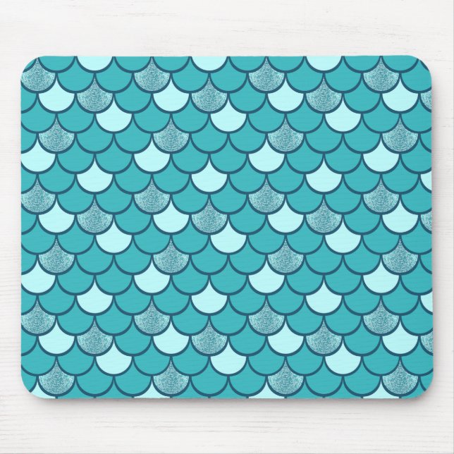 Turkos sjöjungfru  med glitter, effekt musmatta (Framsidan)
