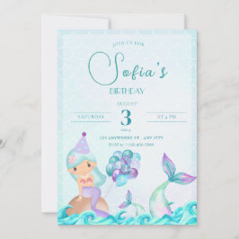 Turkos Sjöjungfru Svan Bright Colorful Birthday Inbjudningar