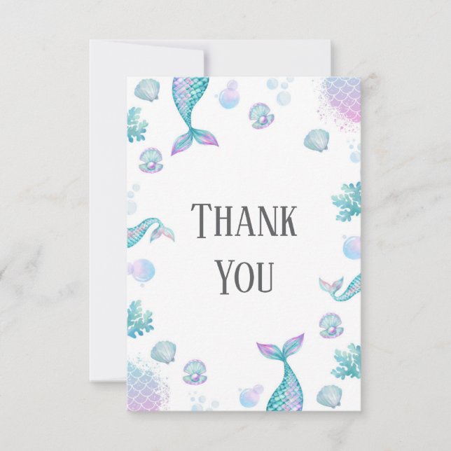 Turkos Sjörödinge Tema Födelsedagsfest Tack Kort (Framsida)