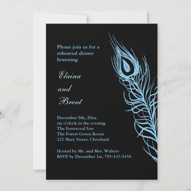 Turkos Skaka om Svan-blommorna RehearsalDinner Inbjudningar (Framsida)