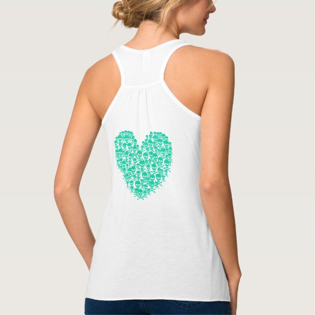 Turkos Skull Heart Linne Med Racerback (Baksida)
