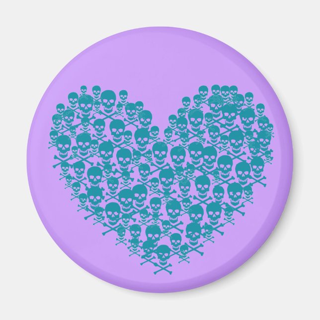 Turkos Skull Heart Magnet (Framsidan)