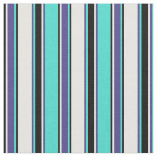 Turkos, Slate Blue, Mint Cream & Black Linjer Tyg