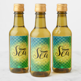 Turkos Smaragd Självklart Anpassningsbara Mermaidf Vinetikett