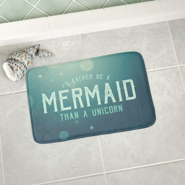 Turkos Snarare en Sjöjungfru än en Unicorn-finny Badrumsmatta (Rather be a mermaid than a unicorn? Here's the bath mat for you. Available in 3 sizes - S, M & L)
