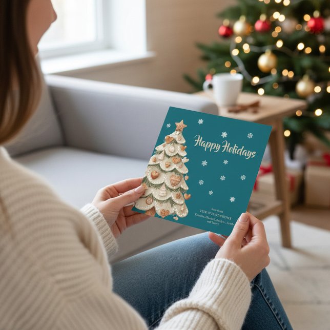 Turkos Snöflinga Pepparkaksholiday-kort Inbjudningar (Skapare uppladdad)