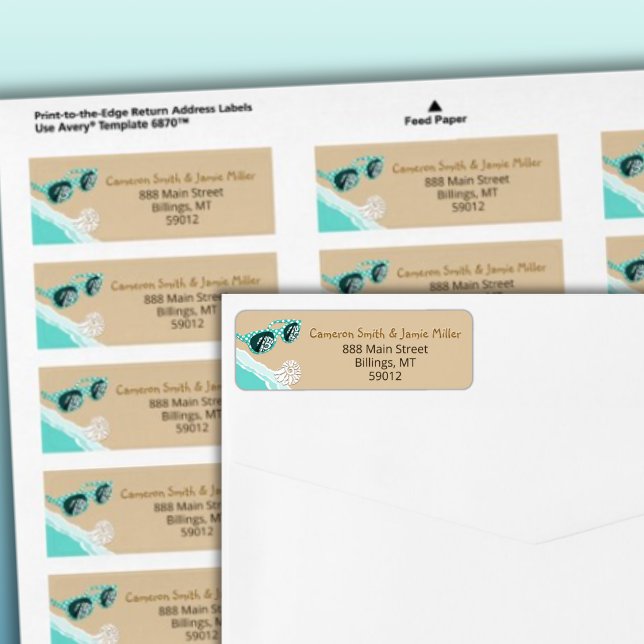 Turkos Solglasögon Strand Returadress Etikett (Turquoise Sun Glasses Beach Return Address Label)
