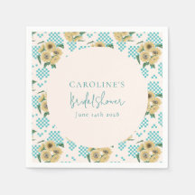 Turkos solros rutig bröllopsdusch 