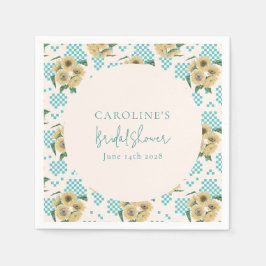 Turkos solros rutig bröllopsdusch  pappersservett