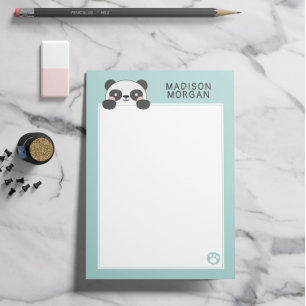 Turkos Söt Panda Björn & Tassar Lägg Till Ditt Nam Post-it Block
