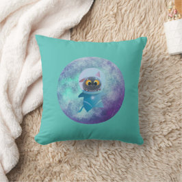 Turkos Space Cat Dekorativ kudde
