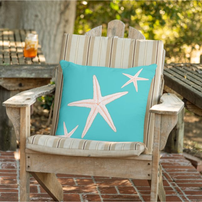 Turkos Starfish Beach House Decorative Kudde (Stol)