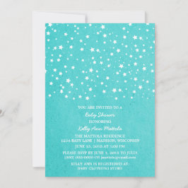 Turkos Starry Night Baby Shower Inbjudan