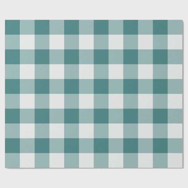Turkos Stort Rutigt Gingham Presentpapper (Platt)