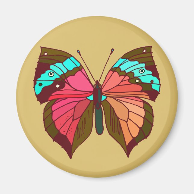 Turkos Stripe Butterfly Magnet (Framsidan)