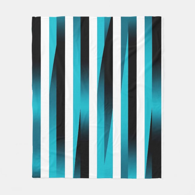 Turkos Svart Gradient Randmönster Fleecefilt (Framsidan)
