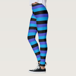 Turkos, svart och blå Rand Leggings