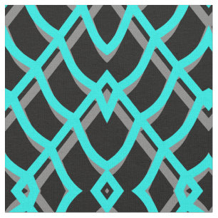 Turkos, svart och Grått Geometric Tyg