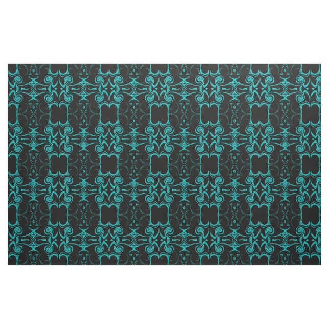 turkos svart tyg, färgrik hus textil (Fat Quarter)